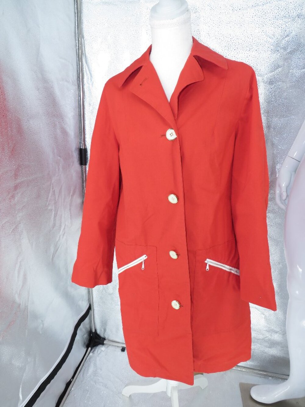 Vintage Red Trench Coat Womens Size 8 Misty Harbor Union Made USA Rain Jacket